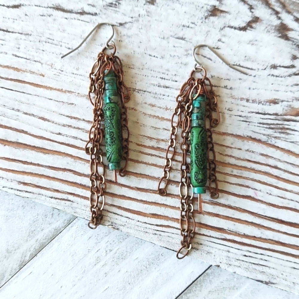 Artisan Jewelry Collection - Jerica Bead and Chain Earrings